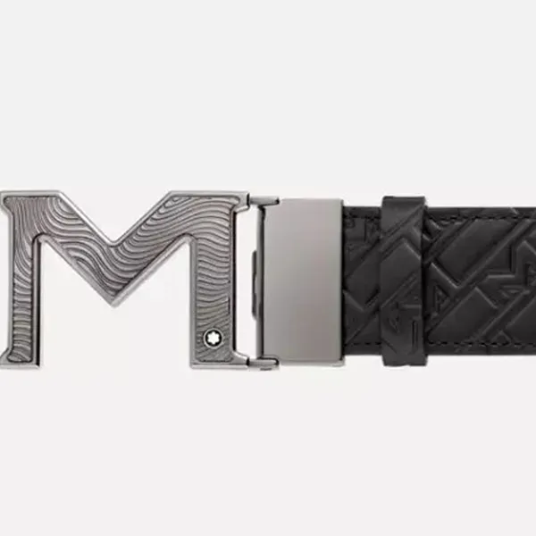 Dây Lưng Nam Montblanc M Buckle Embossed Plain Black Reversible 129447 Màu Đen - Thắt lưng - Vua Hàng Hiệu