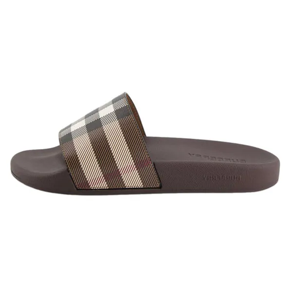 Dép Burberry Check Print Slides 8048195 Màu Nâu Đậm Size 42