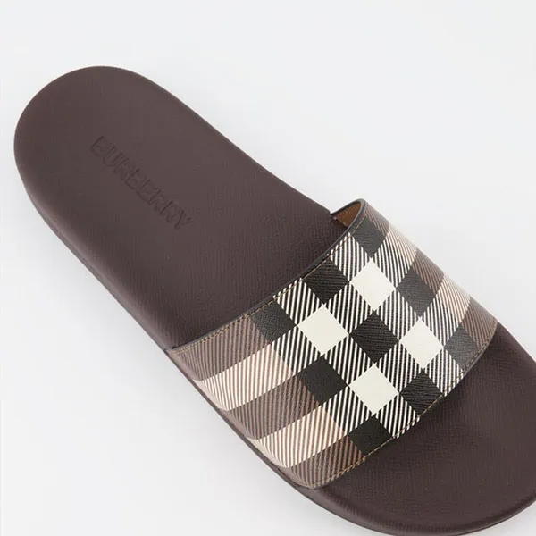 Dép Burberry Check Print Slides 8048195 Màu Nâu Đậm Size 42