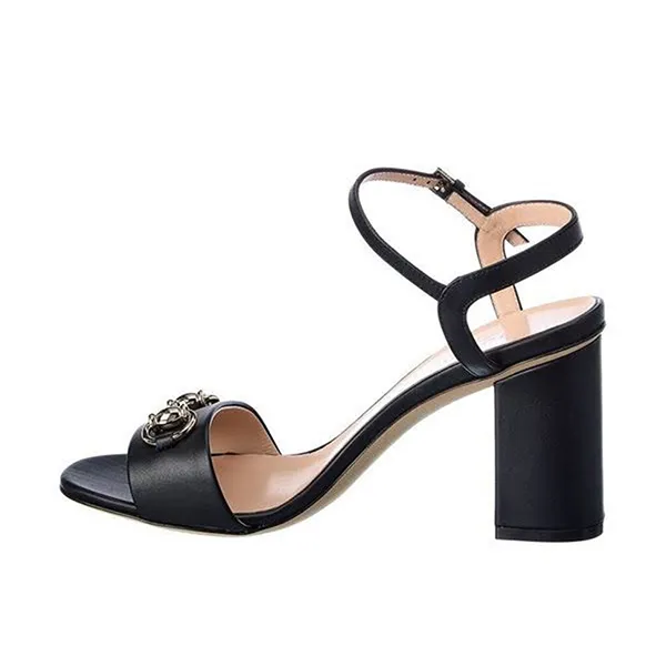 Dép Cao Gót Gucci Metallic Horsebit Leather Black Sandal Màu Đen Size 37.5 - Dép - Vua Hàng Hiệu