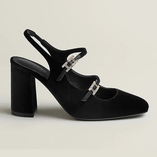 Dép Cao Gót Nữ Hermès Jackie 90 Pump H242043ZV02365 Màu Đen Size 36