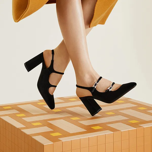 Dép Cao Gót Nữ Hermès Jackie 90 Pump H242043ZV02365 Màu Đen Size 36
