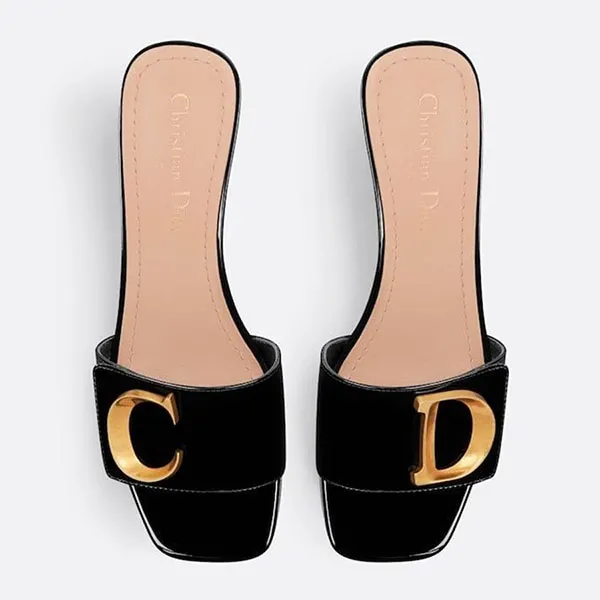 Dép Cao Gót Nữ Dior C'est Dior Heeled Slide Black Patent KCQ889VNI-S900 Màu Đen Size 37