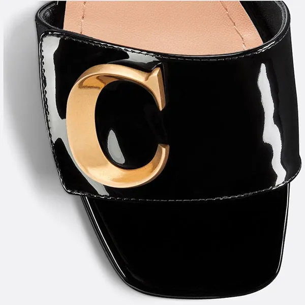 Dép Cao Gót Nữ Dior C'est Dior Heeled Slide Black Patent KCQ889VNI-S900 Màu Đen Size 37