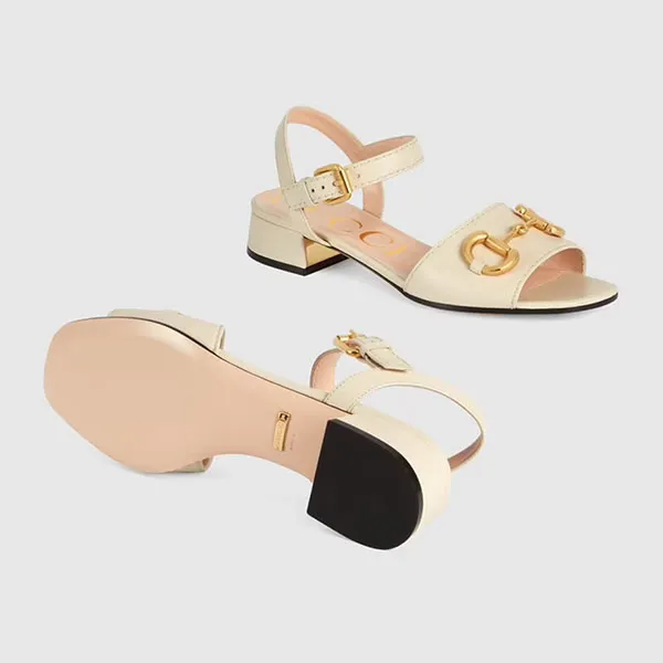 Dép Cao Gót Nữ Gucci Sandal With Horsebit Leather White Màu Trắng Kem Size 35.5 - Dép - Vua Hàng Hiệu