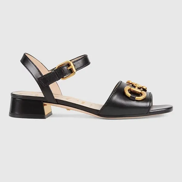 Dép Cao Gót Nữ Gucci Women's Sandal With Horsebit Màu Đen Size 35