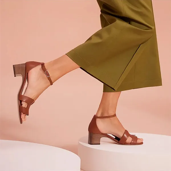 Dép Cao Gót Nữ Hermès Brown Leather Sandals Màu Nâu Size 36 - Dép - Vua Hàng Hiệu