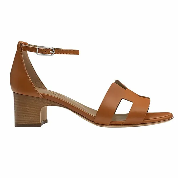 Dép Cao Gót Nữ Hermès Brown Leather Sandals Màu Nâu Size 36 - Dép - Vua Hàng Hiệu