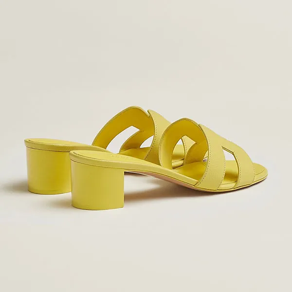 Dép Cao Gót Nữ Hermès HM Oasis Sandal Yellow Màu Vàng Size 37