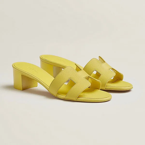 Dép Cao Gót Nữ Hermès HM Oasis Sandal Yellow Màu Vàng Size 37