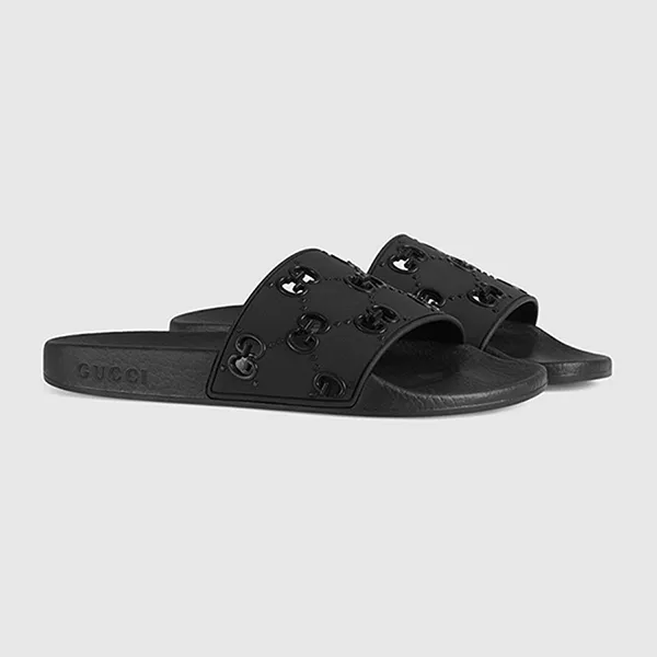 Dép Gucci GG WMNS Rubber Slide Sandal 573922-JDR00-1000 Màu Đen Size 37 - Dép - Vua Hàng Hiệu