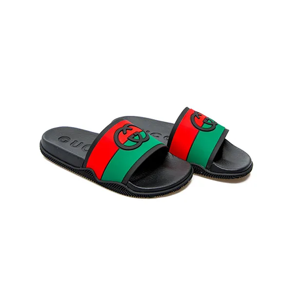 Dép Gucci Slide Interlocking G Black Red Green 655265-JFA00-8815 Phối Màu Size 36