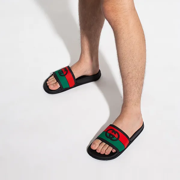 Dép Gucci Slide Interlocking G Black Red Green 655265-JFA00-8815 Phối Màu Size 36