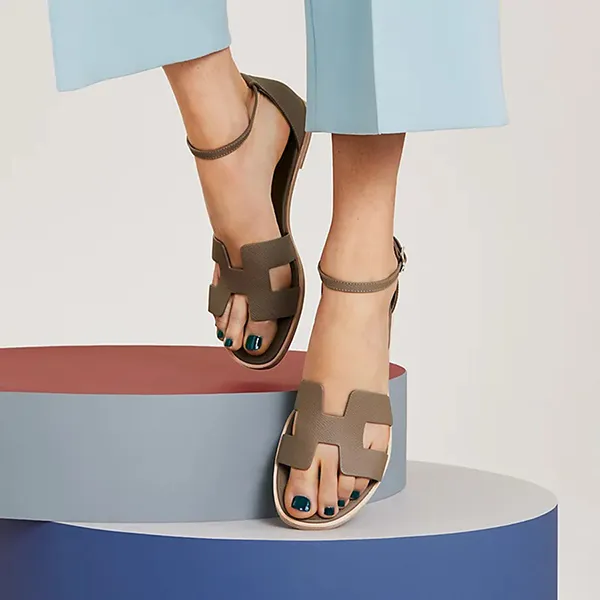 Dép Hermès Santorini Sandal Tow Màu Xám Nâu Size 35 - Dép - Vua Hàng Hiệu