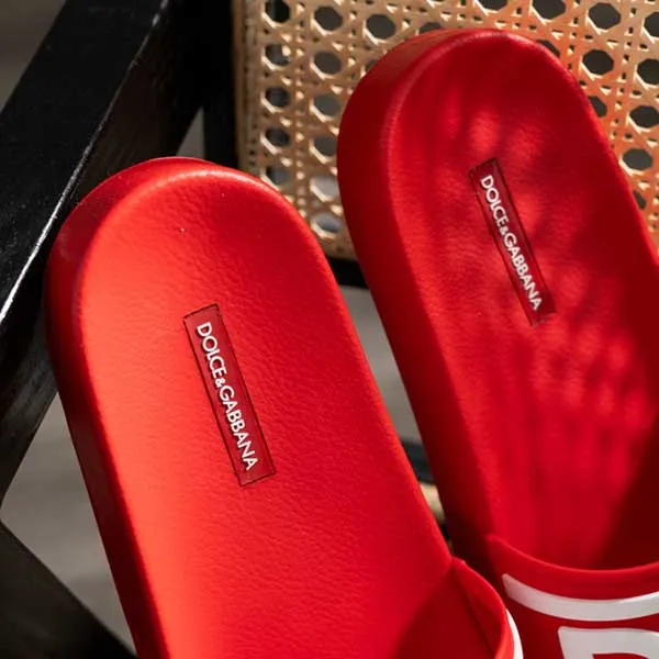 Dép Nam Dolce & Gabbana D&G Logo Rubber Slides In Red CS2072 AQ858 89689 Màu Đỏ Size 40