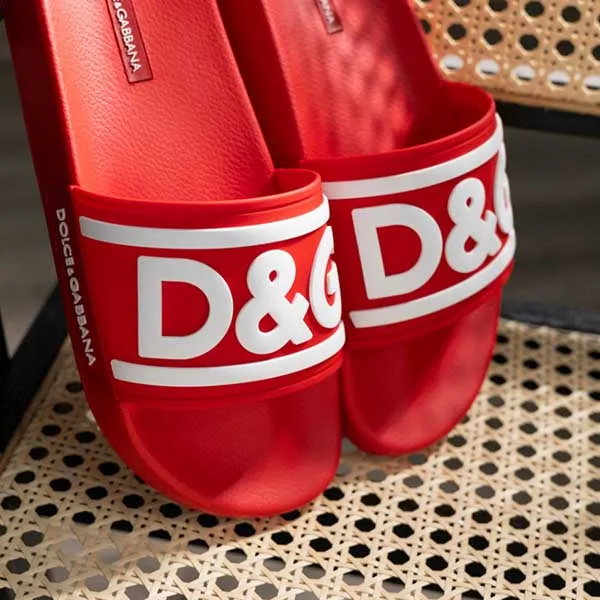 Dép Nam Dolce & Gabbana D&G Logo Rubber Slides In Red CS2072 AQ858 89689 Màu Đỏ Size 40
