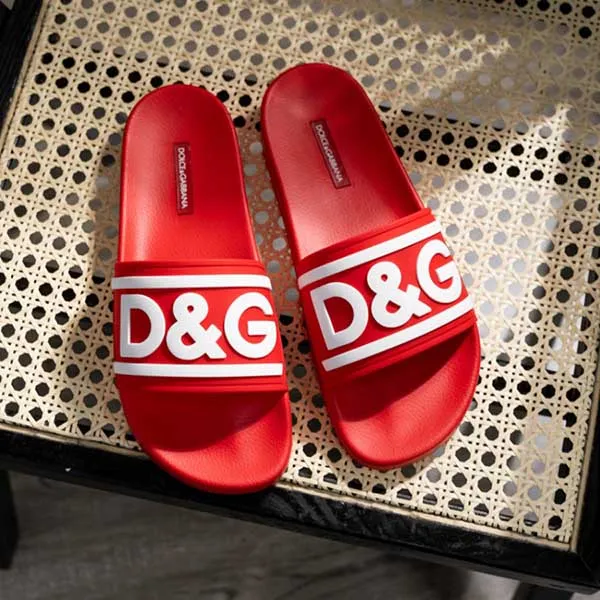 Dép Nam Dolce & Gabbana D&G Logo Rubber Slides In Red CS2072 AQ858 89689 Màu Đỏ Size 40