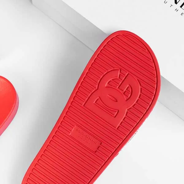 Dép Nam Dolce & Gabbana D&G Logo Rubber Slides In Red CS2072 AQ858 89689 Màu Đỏ Size 40