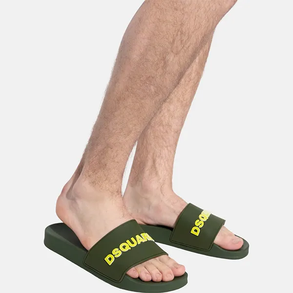 Dép Nam Dsquared2 Logo Slides FFM0023 17205013 M1845 Màu Xanh Lá Size 40 - Dép - Vua Hàng Hiệu