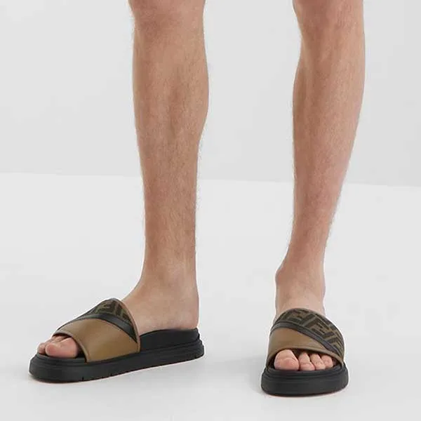 Dép Nam Fendi Diagonal Slides 7X1674AF5TF1OOF Màu Nâu Đen Size 6
