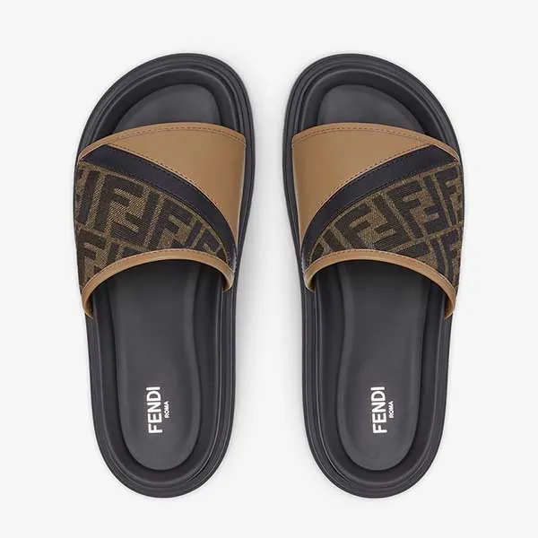 Dép Nam Fendi Diagonal Slides 7X1674AF5TF1OOF Màu Nâu Đen Size 6
