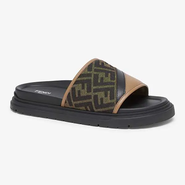 Dép Nam Fendi Diagonal Slides 7X1674AF5TF1OOF Màu Nâu Đen Size 6