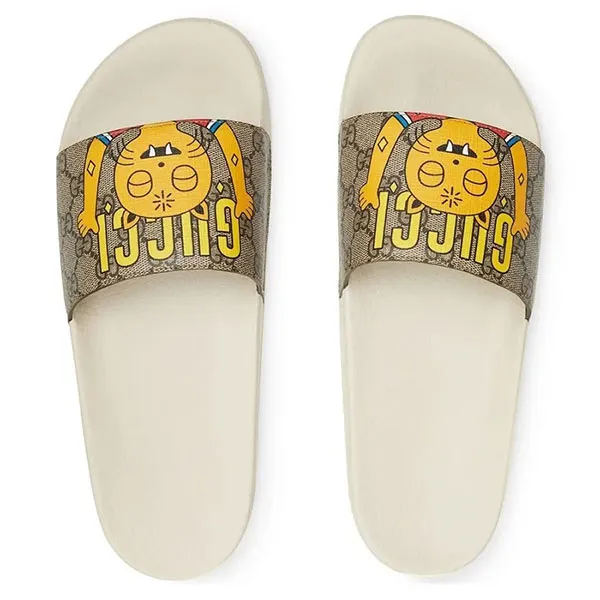 Dép Nam Gucci Cat Print Slides Phối Màu Size 42