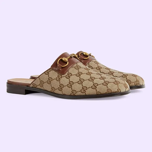 Dép Nam Gucci GG Horsebit Slipper Ebony 719749-FAA0U-9768 Màu Be Size 40.5