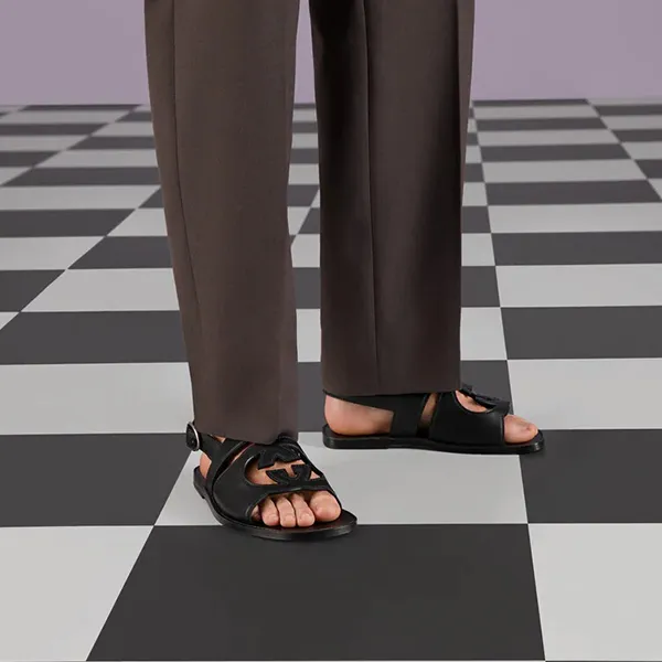 Dép Nam Gucci Interlocking G Sandal Màu Đen Size 7