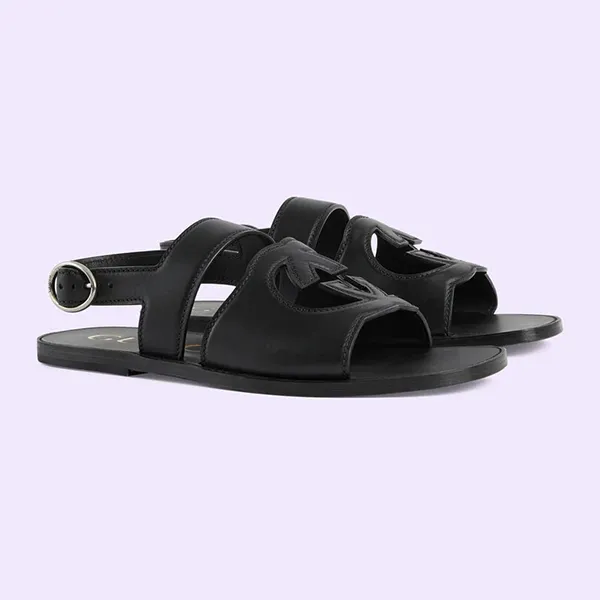 Dép Nam Gucci Interlocking G Sandal Màu Đen Size 7