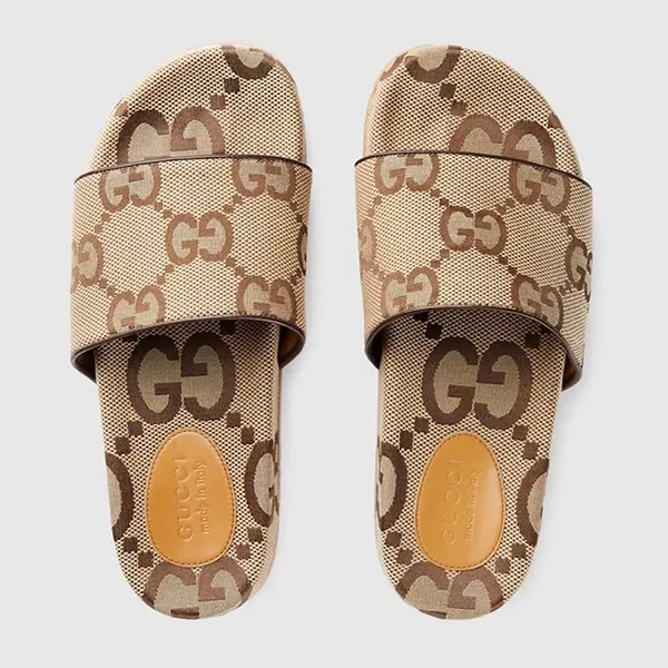 Dép Nam Gucci Maxi GG Canvas Slide Sandal Brown 624695-UKOD0-2673 Màu Be Nâu Size 40 - Dép - Vua Hàng Hiệu