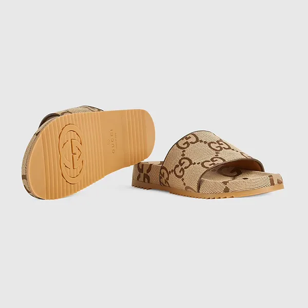 Dép Nam Gucci Maxi GG Canvas Slide Sandal Brown 624695-UKOD0-2673 Màu Be Nâu Size 40 - Dép - Vua Hàng Hiệu