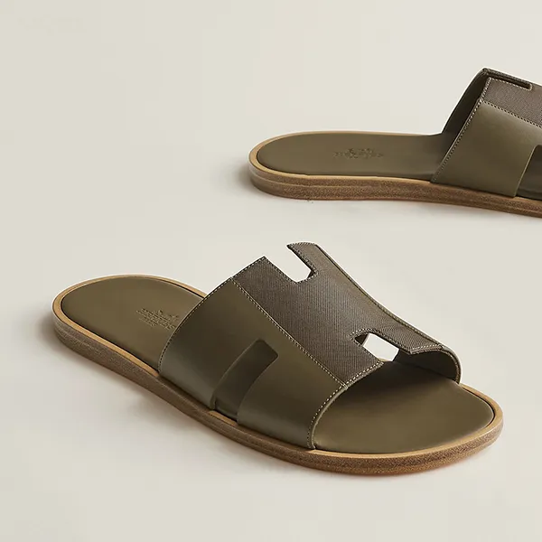 Dép Nam Hermès H222845ZHV1400 Pha Quai Vải Màu Xanh Olive Size 42.5 - Dép - Vua Hàng Hiệu