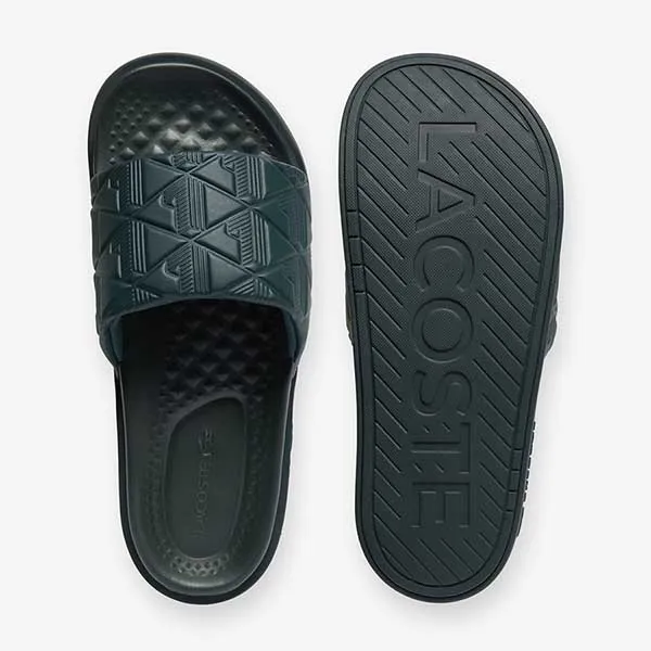 Dép Nam Lacoste Men's Serve Slide Dual 49CMA0028 DG2 Màu Xanh Lá Size 39.5