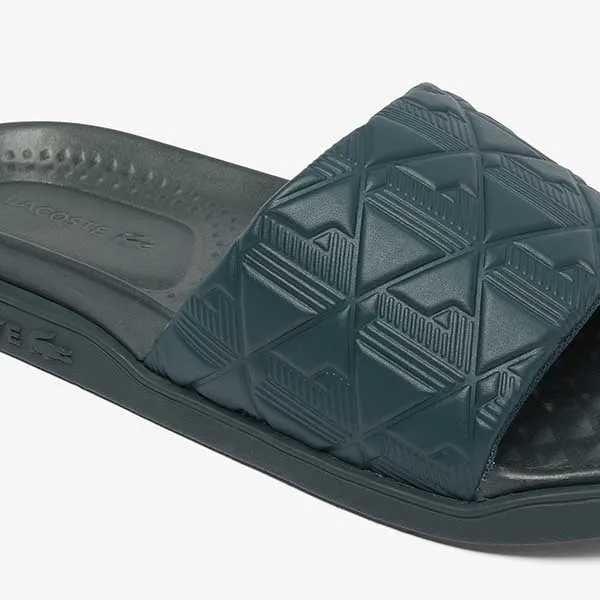 Dép Nam Lacoste Men's Serve Slide Dual 49CMA0028 DG2 Màu Xanh Lá Size 39.5