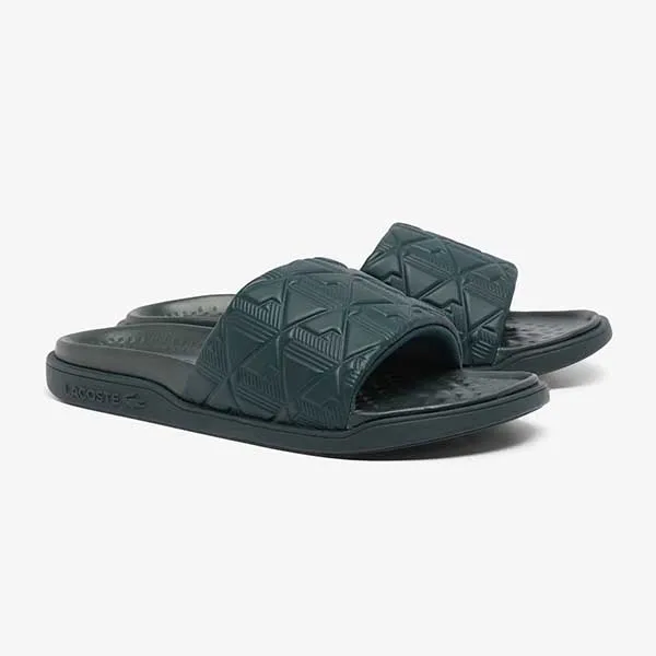 Dép Nam Lacoste Men's Serve Slide Dual 49CMA0028 DG2 Màu Xanh Lá Size 39.5