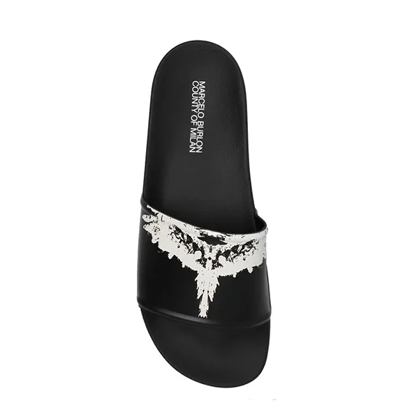 Dép Nam Marcelo Burlon Black Rubber Slides With Logo CMIC001F21 PLA001-1004 Màu Đen Size 40 - Dép - Vua Hàng Hiệu