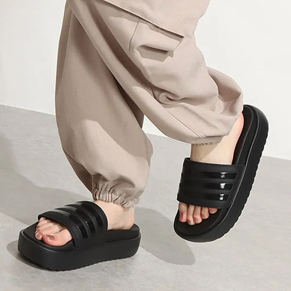 Dép Nữ Adidas Adilette Slides Platform HQ6179 Black Màu Đen Size 37