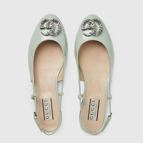 Dép Nữ Gucci Ballerina With Double G Pale Green 762765 BNC00 3401 Màu Xanh Mint Size 37