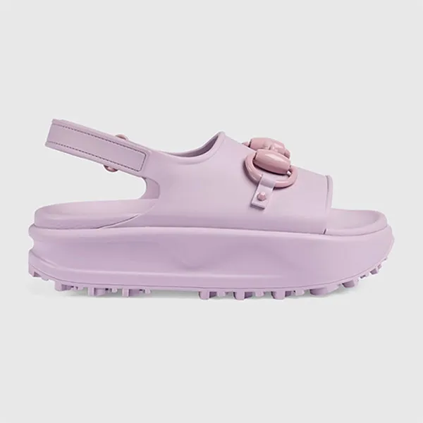 Dép Nữ Gucci Women's Horsebit Platform Sandals Light Rubber 742435 JAAC9 6816 Màu Tím Size 35