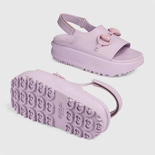 Dép Nữ Gucci Women's Horsebit Platform Sandals Light Rubber 742435 JAAC9 6816 Màu Tím Size 35