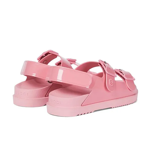 Dép Sandal Nữ Gucci Isla Buckled Rubber Màu Hồng Size 36