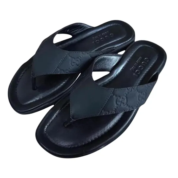 Dép Xỏ Ngón Nam Gucci GG Leather Màu Đen Size 5.5