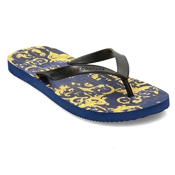 Dép Xỏ Ngón Nam Versace Jean Couture E0YVBSQ8 71404 239 Màu Xanh Phối Vàng Size 41