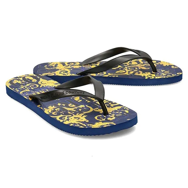 Dép Xỏ Ngón Nam Versace Jean Couture E0YVBSQ8 71404 239 Màu Xanh Phối Vàng Size 41