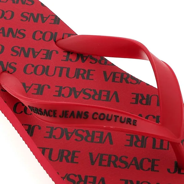 Dép Xỏ Ngón Nam Versace Jeans Couture Lettering Logo Slippers In Red Màu Đỏ Size 42