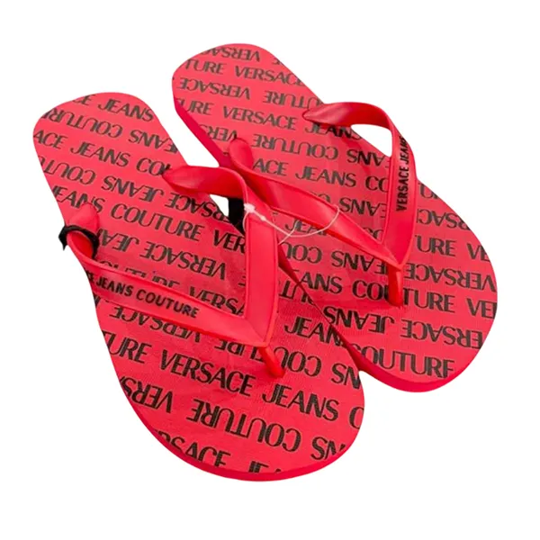 Dép Xỏ Ngón Nam Versace Jeans Couture Lettering Logo Slippers In Red Màu Đỏ Size 42