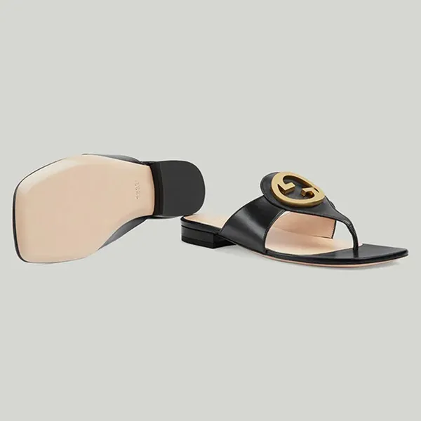 Dép Xỏ Ngón Nữ Gucci Blondie Thong Sandal 739048 C9D00 1000 Màu Đen Size 36