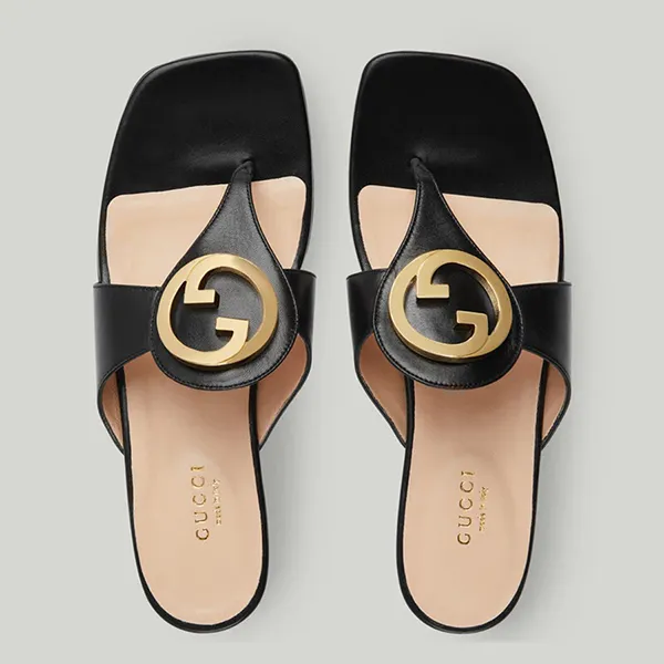 Dép Xỏ Ngón Nữ Gucci Blondie Thong Sandal 739048 C9D00 1000 Màu Đen Size 36