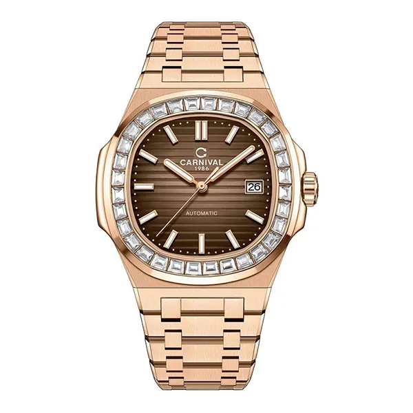 Đồng Hồ Nam Carnival Nautilus Automatic 8108G-VH-N (G8108.306.414) Màu Nâu/ Vàng Hồng
